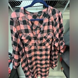 Torrid black and pink plaid Harper shirt